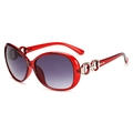 Occhiali da sole oversize da donna con montatura rossa e lenti viola sfumate alla moda - Rosso