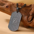 Collar de placa militar negra en acero con bandera de EE. UU. y letra Z grabada - Collar Letra Z