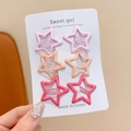 Set of six pink gradient star-shaped metal hair clips displayed on a white branded card - Girly Pink - 6 Pcs