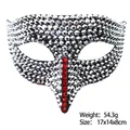 Black masquerade mask with clear rhinestones and red crystal center, 17x14x8cm size - Rhinestone Eagle Beak - Red
