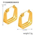 Three-layer square gold earrings in geometric design with dimension and weight info - F1326-Triple Square Nested