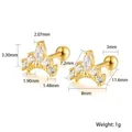 Orecchini a corona in argento S925 con zirconi cubici e finitura dorata a vite - Argento 925 / Oro