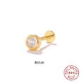 Real 925 sterling silver 4mm gold labret stud with round cubic zirconia bezel setting - 4mm / Gold