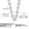 Zilveren koffieboon ketting van roestvrij staal met een verlengketting van 5 cm - Ketting (43+5cm) / Zilver