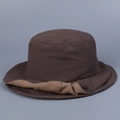 Dettaglio della tesa a doppio strato e della trama in lino sul cappello marrone - M (56-58cm) / caffè