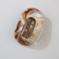 Brown and beige marble pattern oval claw clip with high-gloss resin finish - Bulk Packaging / Oval Clip / Khaki
