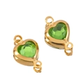 Golden heart crystal connector pendant with emerald green stone for DIY jewelry - Gold Base-Green