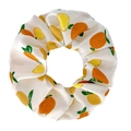 Fashionable oversized white scrunchie with colorful lemon and orange fruit patterns - Orange White
