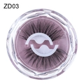 Reusable 3D thick self-adhesive eyelashes in a round lavender glitter storage box - ZD03