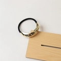 Minimalist elastic hair tie with curved golden hammered texture metal accent charm - 23# Single-layer Textured Arc Gold