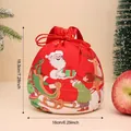 Christmas drawstring gift bag with Santa Claus print, size 18.5x16cm for candies - Cartoon Print Santa Apple Bag
