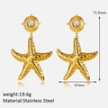 Pendientes de estrella de mar en acero inoxidable chapado en oro 18K con nácar - Oro de 18K / Estrella de mar de concha de abulón dorada