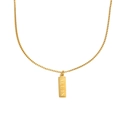 18K gold plated stainless steel rectangle pendant necklace with ALL IN engraving on white background - Gold