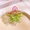Exquisite plumeria hair claw clip with green and pink gradient in a floral shape - Transparent Gradient Red Green