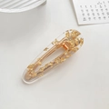 Elegant acrylic hair clip with gold foil inlay and polished metal clamp base - Water Drop Gold Foil