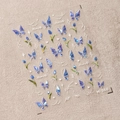 Blue and purple butterfly 3D nail stickers M-360 with floral tulip line patterns - Blue Tulip and Purple Butterfly (M-360)