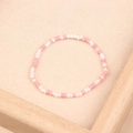 Handmade pink and white glass seed bead bracelet with a minimalist woven design - Style 62-Pink White Simple