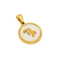Collier en acier titane doré avec pendentif constellation de la Vierge en nacre - Capricorne - Pendentif Simple
