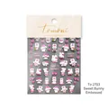 Embossed Japanese nail art sticker featuring cute white bunnies and pink hearts - Sweet Bunny Style(to2703)