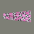 Pink athletic sweatband for women with black and white football soccer ball patterns - Large Soccer Pink