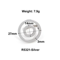 Titanium steel silver ring R5321 with 27mm diameter and 14mm inner width in silver - Double Ring Style (R5321-Silver)