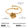 Detailed size specifications for the gold stainless steel flower ring with dimensions - Rose Flower (JDR0211014)