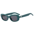 Occhiali da sole ovali alla moda in verde scuro con dettaglio stella in argento - Montatura Verde Lenti Grigie