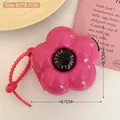 Pink flower-shaped storage tin box with STYLE SIMPLE print and pink lanyard, 8.7x8.7cm - 3# Rose Red - Flower Storage Pendant