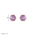 Elegant 6mm purple gemstone stud earrings set in a classic gold six-prong setting - Gold-Purple Zirconia