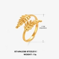 Verstelbare gouden bladveer open ring van roestvrij staal in Franse retro stijl - Verstelbaar Open / Goud