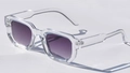 Classic square sunglasses with clear frame and purple gradient lenses in a vintage style - C5 Transparent Frame Purple Gradient Lens