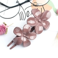 Elegant bean paste pink double flower hair clip with glossy finish and minimalist design - Purple Pink LM