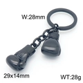 Creative black boxing glove keychain in stainless steel finish with 28mm ring diameter - Black Boxing Gloves Style (KY1453-Z)