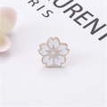 Charming sakura flower enamel brooch with white petals and golden floral details - Sakura White (40210A)