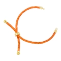 Adjustable orange braided bracelet with 18K gold plated metal accents on white background - Orange 01