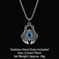 Collana con pendente Evil Eye stile punk in argento con catena in acciaio inossidabile 70cm - Malocchio Stile 3