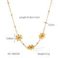 Detail view of golden daisy necklace showing exact 41.8+5cm length and size measurements - Gold Daisy Pendant Style (HC-N40100)