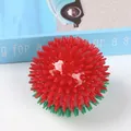 Red and green spiky fascia massage ball dog toy for muscle relief and chewing - Christmas Squeaky Spiky Ball 7cm (60g)