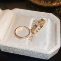 Vintage vergulde hartring en groene emaille zirkoon ringenset in luxe doosje - 3# Emaille Hart 2-Delige Set (Roségoud)