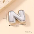 Detail of bubble letter N pendant with dimensions 2.4cm by 2.2cm and weight 19.6g - Silver/Steel (N) (Large)