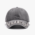 Casquette de baseball en denim délavé gris avec broderie de lettres 3D YUEQY tendance - Gris