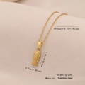 Golden fish pendant necklace in stainless steel with 40+5cm chain on beige background - Minimalist Small Fish Style (5#)