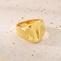 Chunky irregular wavy gold ring made of stainless steel on natural stone surface - 15mm Gold Irregular Wave Style