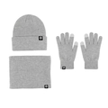 Set invernale grigio con berretto sciarpa e guanti touch per uomo e donna - Set base da 3 pezzi / Set grigio chiaro da 3 pezzi