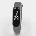 Waterproof LED digital watch with a dark grey silicone strap for casual sport style - Gray