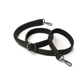 38mm black pebble leather adjustable bag strap with gunmetal swivel hooks and slider - PU + Webbing Black - Black Metal