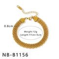 Dettaglio del bracciale a maglia intrecciata dorata con larghezza 0.8cm e chiusura - Stile Intrecciato Piatto Largo (NB-B1156) / Oro 18K / Oro