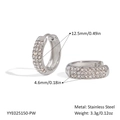 Orecchini a C in acciaio inossidabile argento con zirconi e diametro di 12,5 mm - Argento-Zircone Bianco