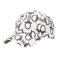 Détail de la casquette de baseball blanche avec motifs géométriques noirs imprimés - Taille unique / Blanc