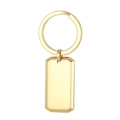 Polished gold rectangular stainless steel keychain with round ring in minimalist style - Gold Rectangular Tag (KY1199-Z)